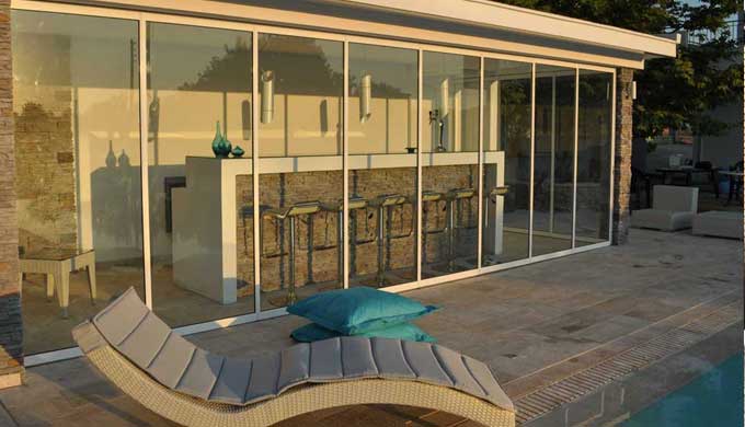 The F5 glass folding door system is the smartest choice to make when single glazing is desirable, an...
