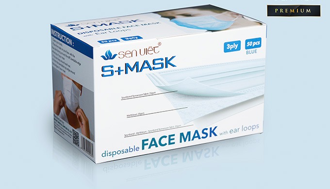 S+ Mask; 3 Ply Disposable Medical Face Masks Colors: white/ blue. First layer: non-woven fabric Seco...