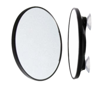A single sided mirror with three suction disks on the back to use for attaching the mirror. The best...