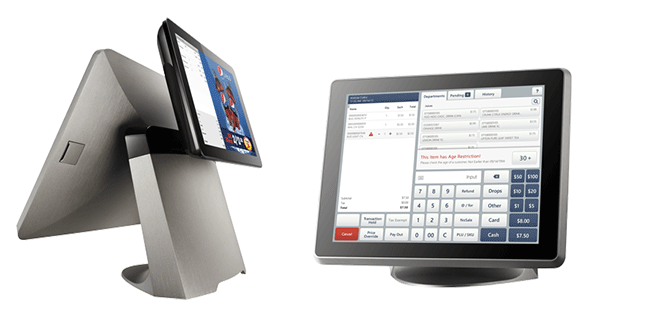 SmartPOS Model 400 is a retail point-of-sale system that includes a central unit with an all-in-one ...