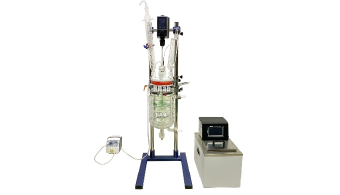 5L Lab Chemical Jacketed Glass Reactor with Ring Baffles and PTFE Lid HJLab Benchtop Reactor is buil...