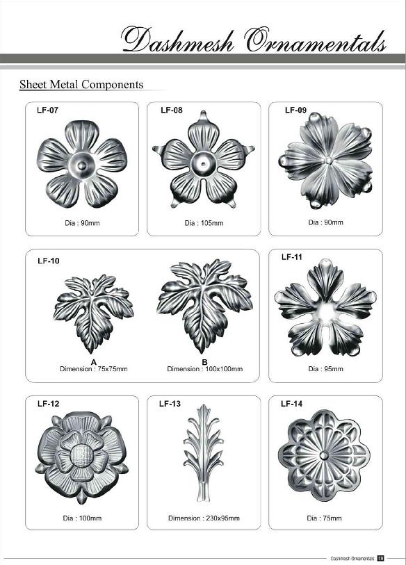 ALL TYPE OD DECORATIVE SHEET METAL COMPONENTS ADN WROUGHT IRON PARTS