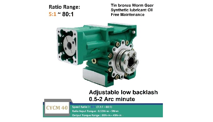CHENYUE Adjustable Backlash High Precision 0.5-2 Arcminute Worm Gearbox CYCM40 Free Maintenance Output Way:ASR/ASL