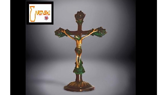 Christian gifts. Item code: AGR1146. Jesus on cross stand. Handmade in brass. Finish: Antique Black....