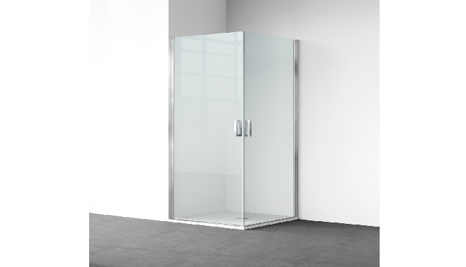 A50 pivot shower enclosure with 6mm tempered safety glass (EN 12150). Elegant design with chrome-pla...