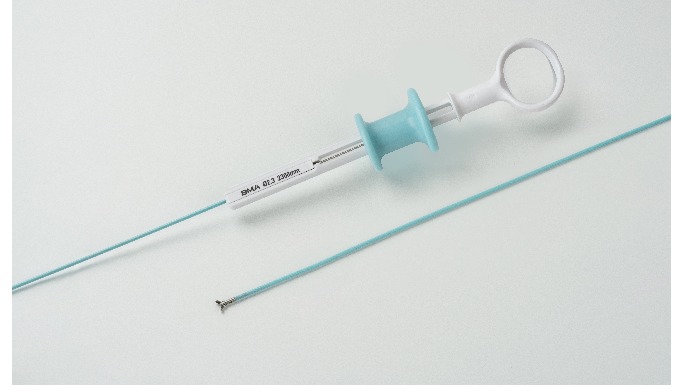 It’s a single use medical device used with an endoscope to collect tissue samples for biopsy.