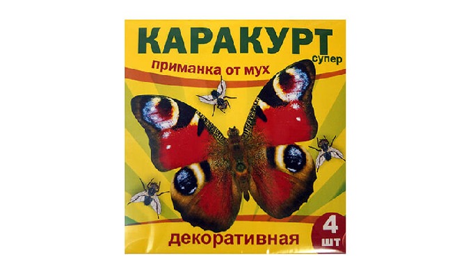 Imagine decorativă autoadezivă acoperită pe suprafața sa cu momeală insecticidă. Utilizarea de KARAK...