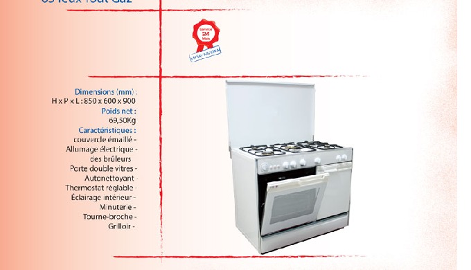 La cuisinière 8210 5F d'ENIEM est un appareil de cuisine polyvalent et efficace, offrant cinq foyers...