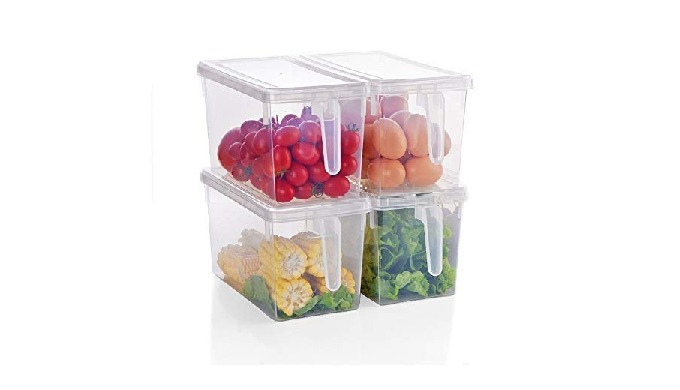 Pack of 2 refrigerator organizer containers. Stackable storage containers with lids; can save a lot ...