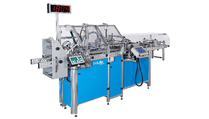 Komplette Produktionslinie für Farbkarten mit flachgeklebten Einzel- oder Mehrfachmustern sowie flac...