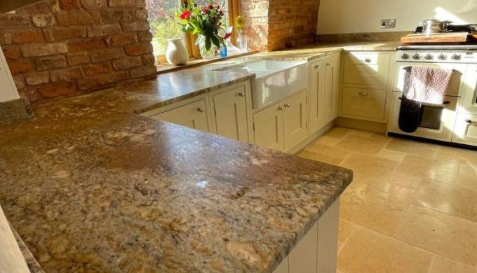 Discover the timeless elegance and strength of our premium granite worktops, ideal for kitchen count...