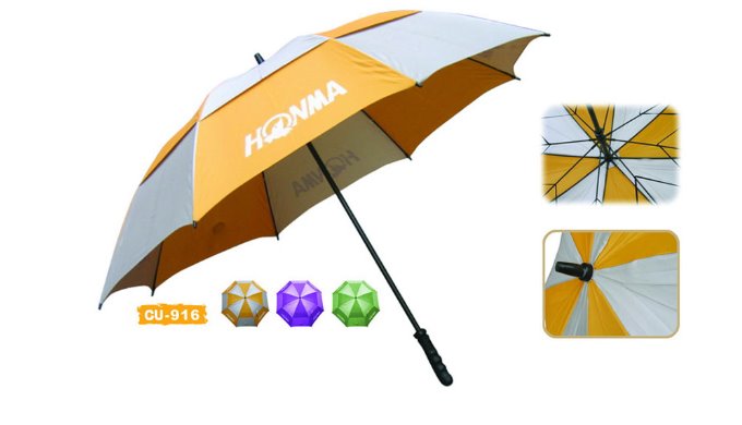 Item No.CU-916 Item30”*8K Double layer vented golf Umbrella Size30”(750mm)* 8K.Open diameter:132cm. ...