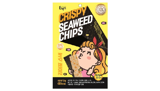 Healthy Snack Made from Korean Seaweed A crispy snack baked in the oven with a piece of seaweed and ...