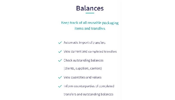 Keep track of all reusable packaging items and transfers