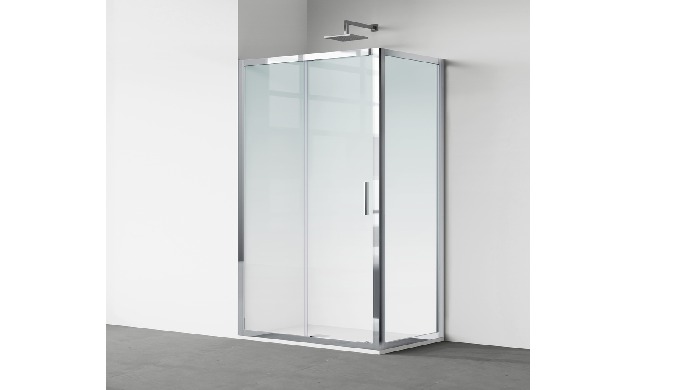 B16 sliding shower enclosure with 6/8mm tempered safety glass (EN 12150). Double sliding doors for w...