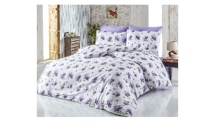 Flora Lilac Double Duvet Cover Set By Nur Ev Tekstil Ic Ve Dis