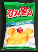 □ The potato-shaped snack having very hot taste that seasoned on the pellets by the roasted hot red-...