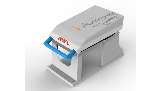 * A manual machine that puts the contents into a packaging container and then seals the packaging fi...