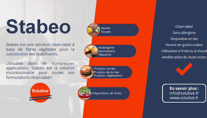 Stabeo est une gamme de solutions clean-label à base de fibres végétales pour la substitution des ém...