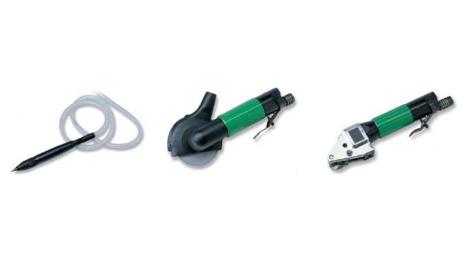 Air cutters equipped with a safety lever to avoid the possibility of accidental start. For fiberglas...