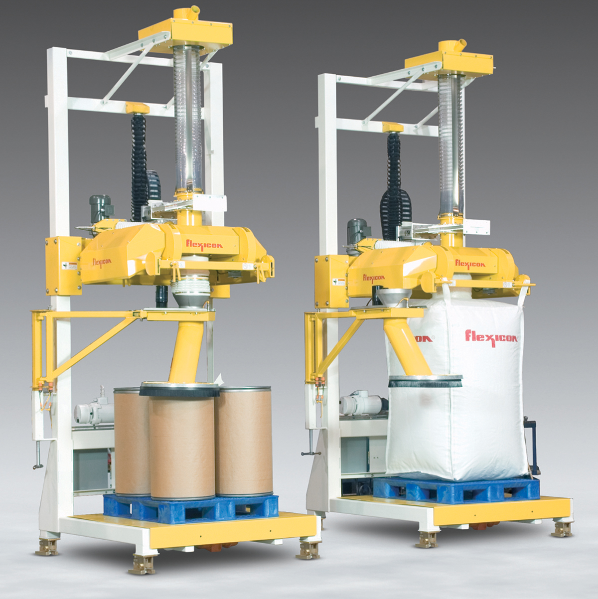 SWING-DOWN® Combination Bulk Bag/Drum Filler* features a patented fill head that simultaneously lowe...