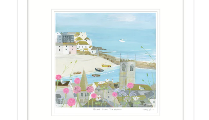 Flowers Above The Harbour Large Framed Print by Hannah Cole Square orientation Image size 520 x 510 ...