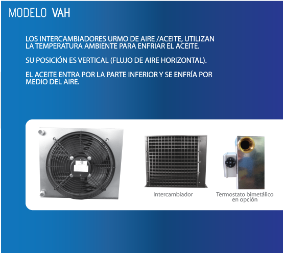 LOS INTERCAMBIADORES URMO DE AIRE Y DE ACEITE Utilizan la temperatura ambiente para enfriar el aceit...