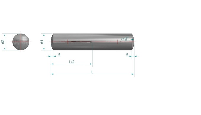 PASADOR CON ESTRÍAS CENTRADAS EN EL TERCIO MEDIO DE SU LONGITUD ISO 8741