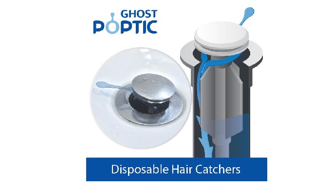 'GHOST POPTIC(disposable hair catcher) is an innovative invention to use on a drain. It does not hin...