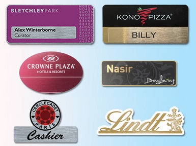 Metal panel name badges