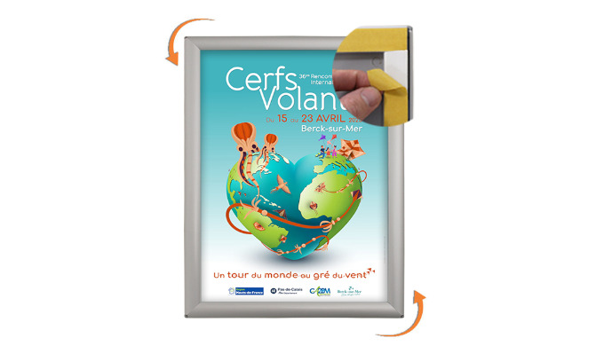 Cadre Alu mural adhésif Visu-Clic® A4