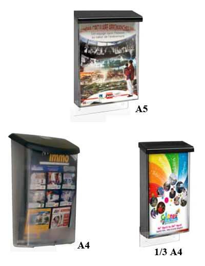 Protection parfaite pour l'extérieurPour catalogues, prospectus, flyersCouvercle noir rabattable sur...