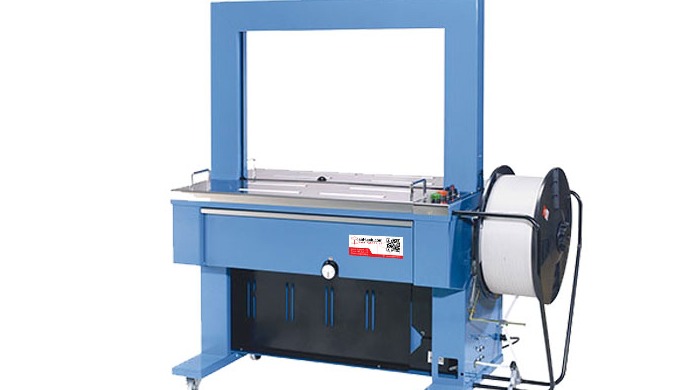 Automatic strapping machine with frame dimensions for 12 mm PP tape. Manual adjustment of mechanical...