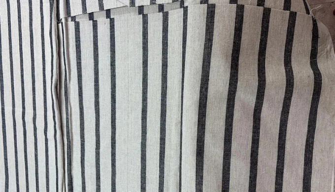 100% Pure Linen Striped Shirting Fabric for Formal Apparel Manufacturing This 100% pure linen stripe...