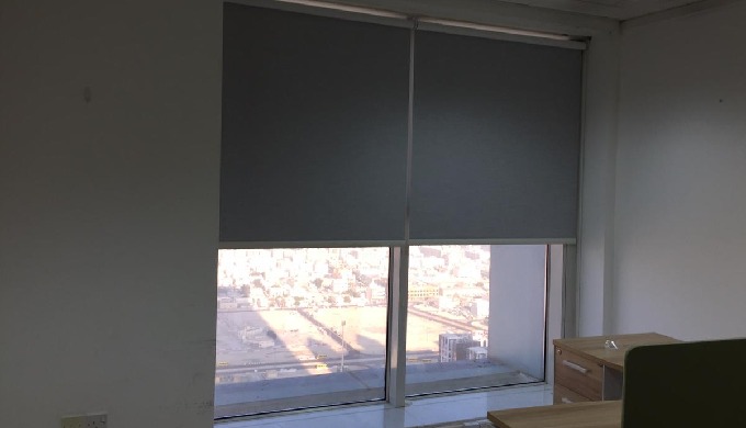 Blackout roller blinds block maximum sunlight, control room temperature, and reduced energy bills. R...