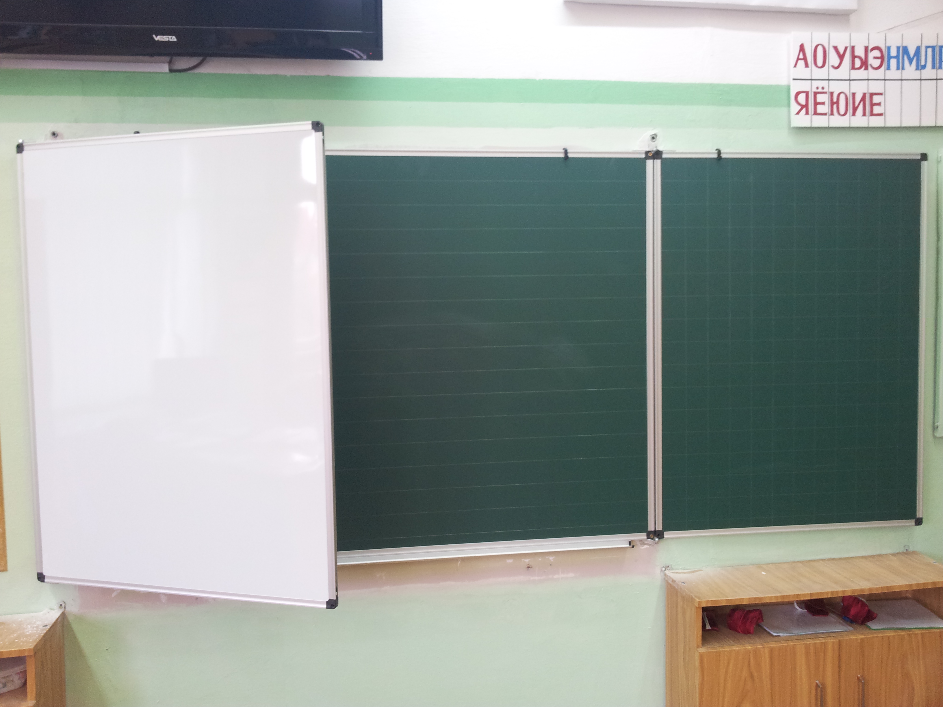 Магнитная школьная доска, трехстворчатая 3м х 1м