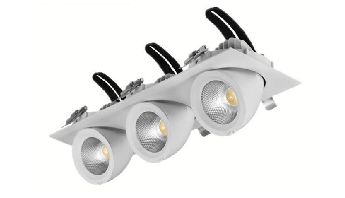 Three Heads Gimbal LED Down Light Materiails:Aluminum+PC Lens Beam Angle: 15°/24°/38° Power: 3*15W/3...