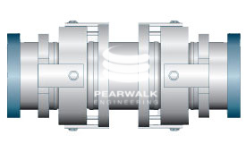 Two gimbal expansion joints in one unit permitting angular rotation in any plane.
