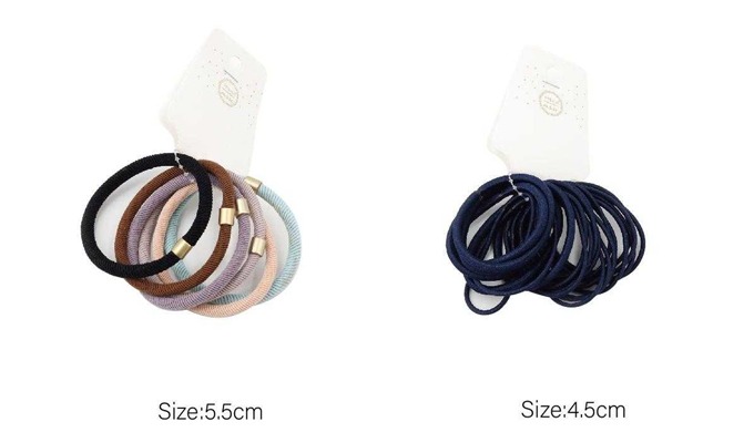 A set of colorful hair elastic bands in various shades and textures. Highly elastic for a secure hol...