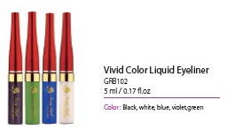 This liquid type eyeliner gives a well-defined look to the eyes with vivid color.