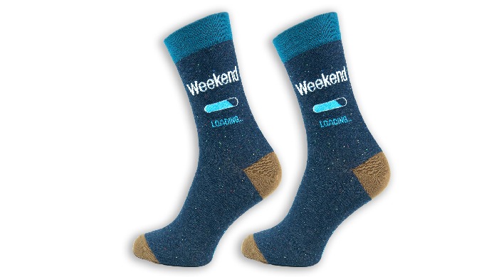 Colorful men's sock in Weekend Loading pattern