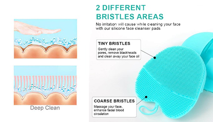 This dual-texture silicone face cleansing pad features tiny bristles for gentle pore care and coarse...