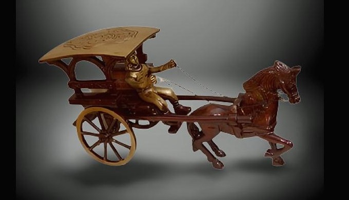 Metal home decors. Item code: AMM1188. Metal home decors - Horse cart with rider. Made in pure brass...