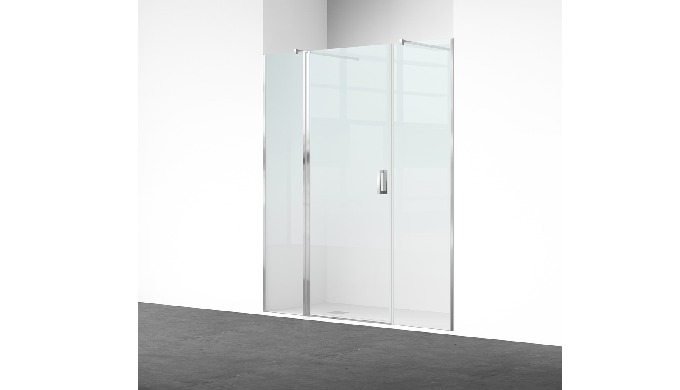 A40 pivot shower enclosure with 6mm tempered safety glass (EN 12150). Modern design with wide openin...