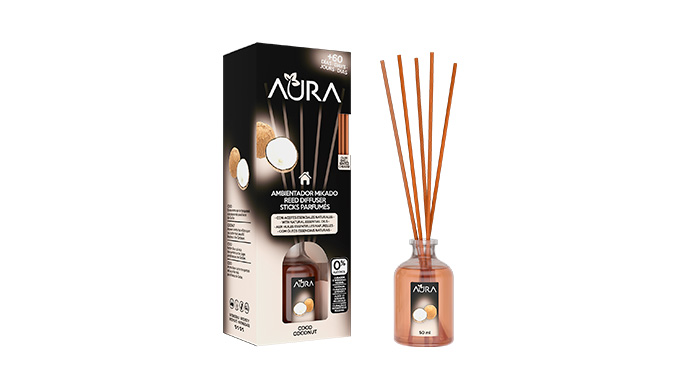 Ambientador mikado con frasca cilíndrica de cristal y un diseño clásico y atemporal. Decora y ambien...