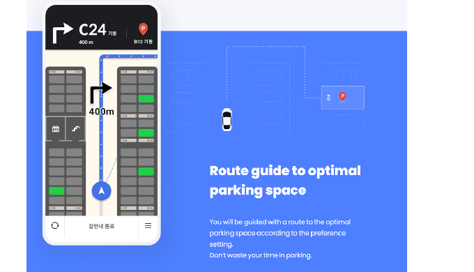 Route guide to optimal parking space You will be guided with a route to the optimal parking space ac...