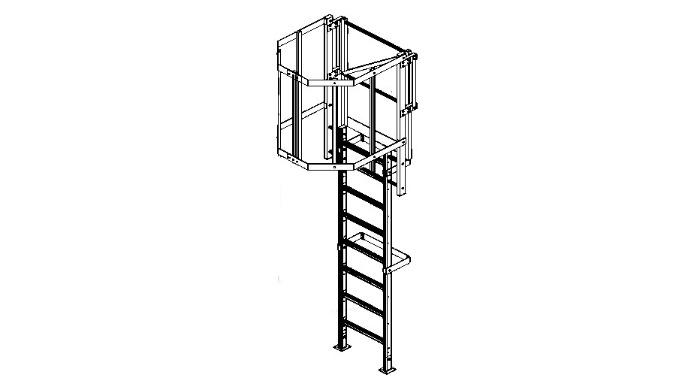 Echelle à crinoline standard en aluminium équipée de protections dorsales e...