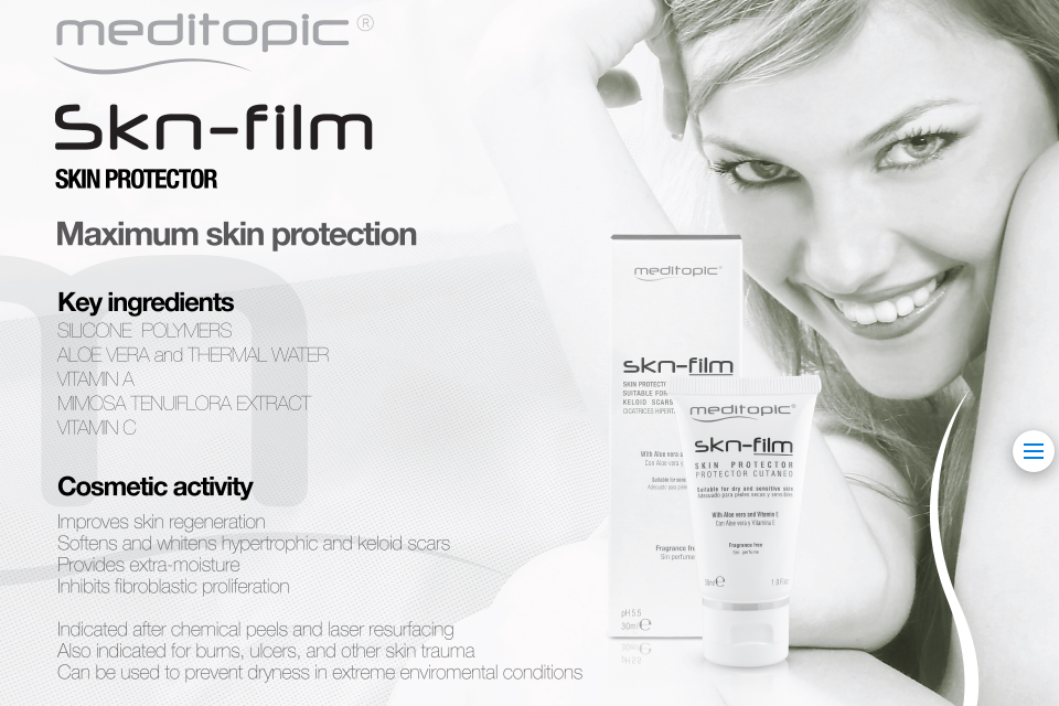 Máxima protección de la piel, mejora la regeneración de la piel. Cicatrices y queloides.