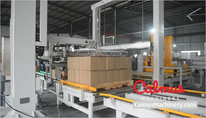 Box Case Palletizer with Anti-slip Sheet Applicator