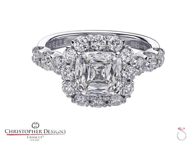 The Most popular Christopher Designs Diamond Halo Engagement Semi-Mount. Featuring 24 round diamonds...